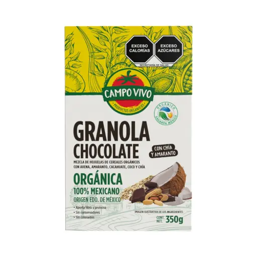 [7502236173426] Granola con chocolate orgánica 350gr CAMPO VIVO 
