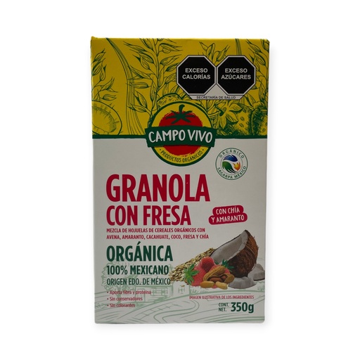 [7502236173433] Granola con fresa 350gr CAMPO VIVO 