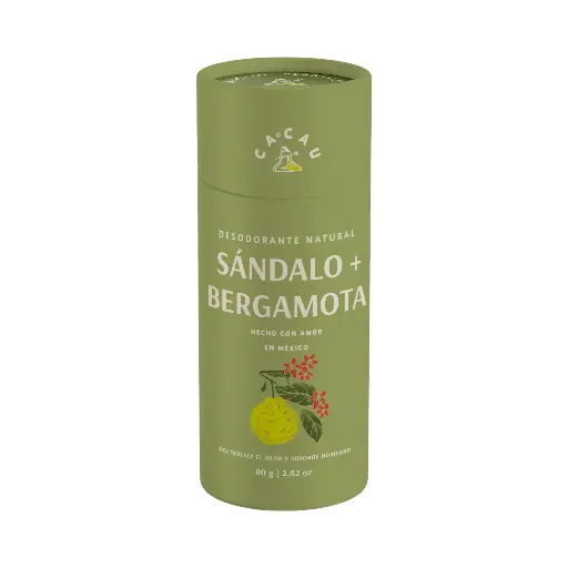 Desodorante natural de sándalo y bergamota 80gr CACAU NATURALS