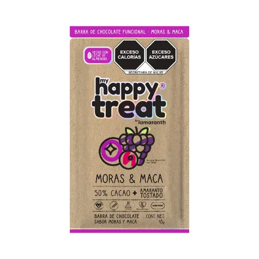 [7503031225600] My happy treat, chocolate con moras y maca 45gr IAMARANTH