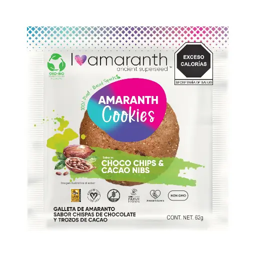 [7503028419111] Galleta sabor chispas de chocolate y trozos de cacao 62gr IAMARANTH