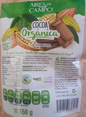 [7502219836171] Cocoa en polvo 150gr AIRES DE CAMPO