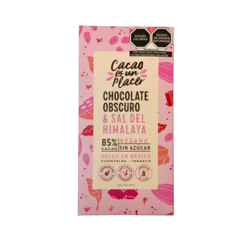 [7501765260256] Chocolate obscuro con sal de Himalaya al 85% 80gr CACAO ES UN PLACER
