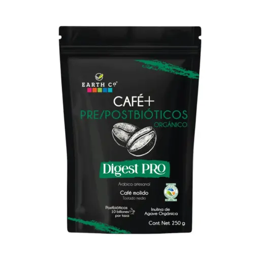 [810009662037] Café + pre/postbiótico (Digest pro) tostado medio orgánico 250gr EARTH CO
