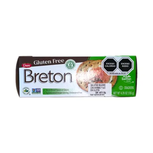 [055653688105] Galletas saladas de hierbas con ajo sin gluten 135gr BRETON
