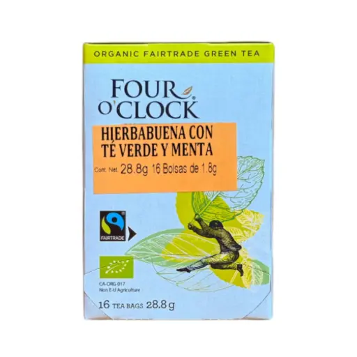 Hierbabuena con té verde y menta orgánico (16 sobres) FOUR O'CLOCK