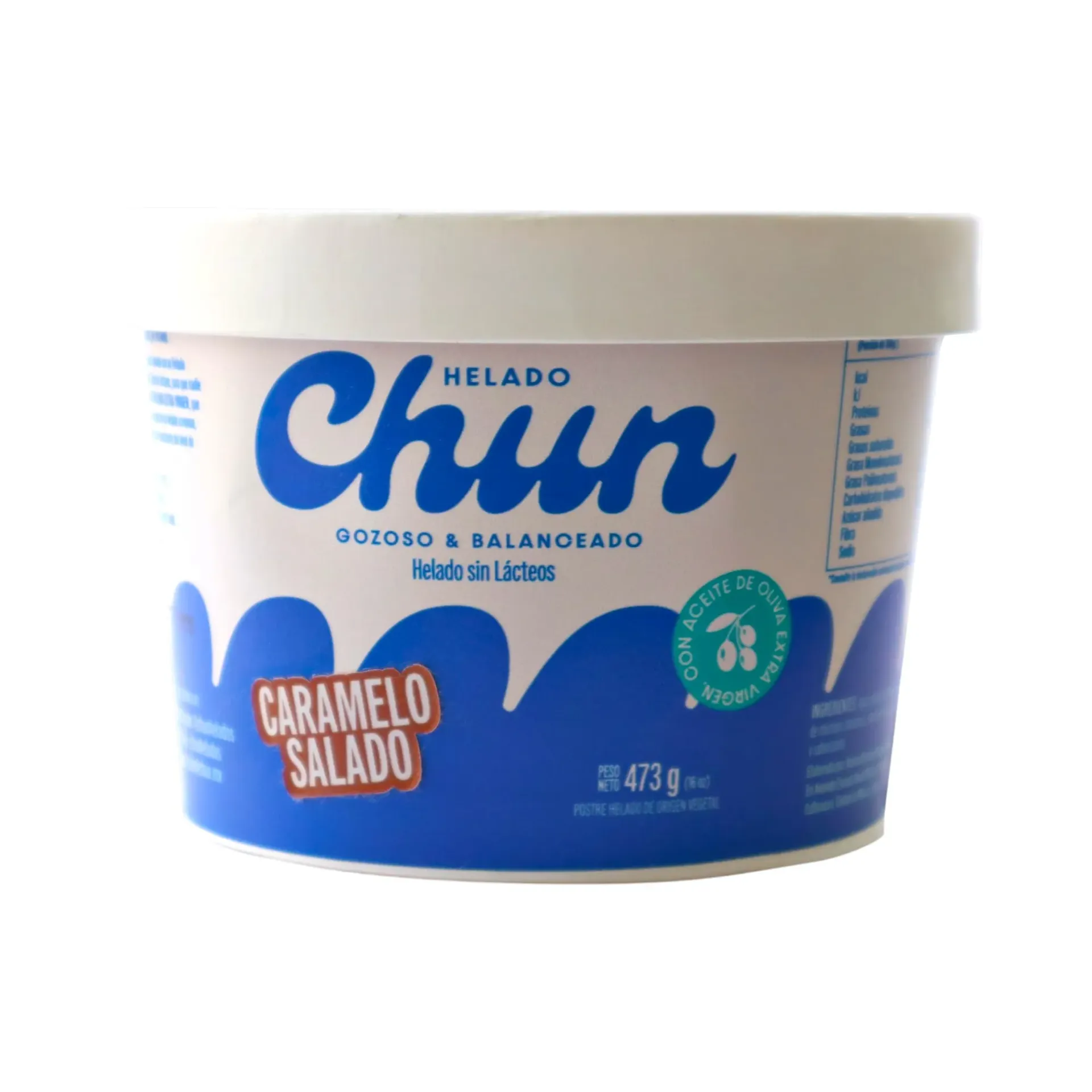 Helado de caramelo salado sin lácteos con aceite de oliva extra virgen 473ml CHUN